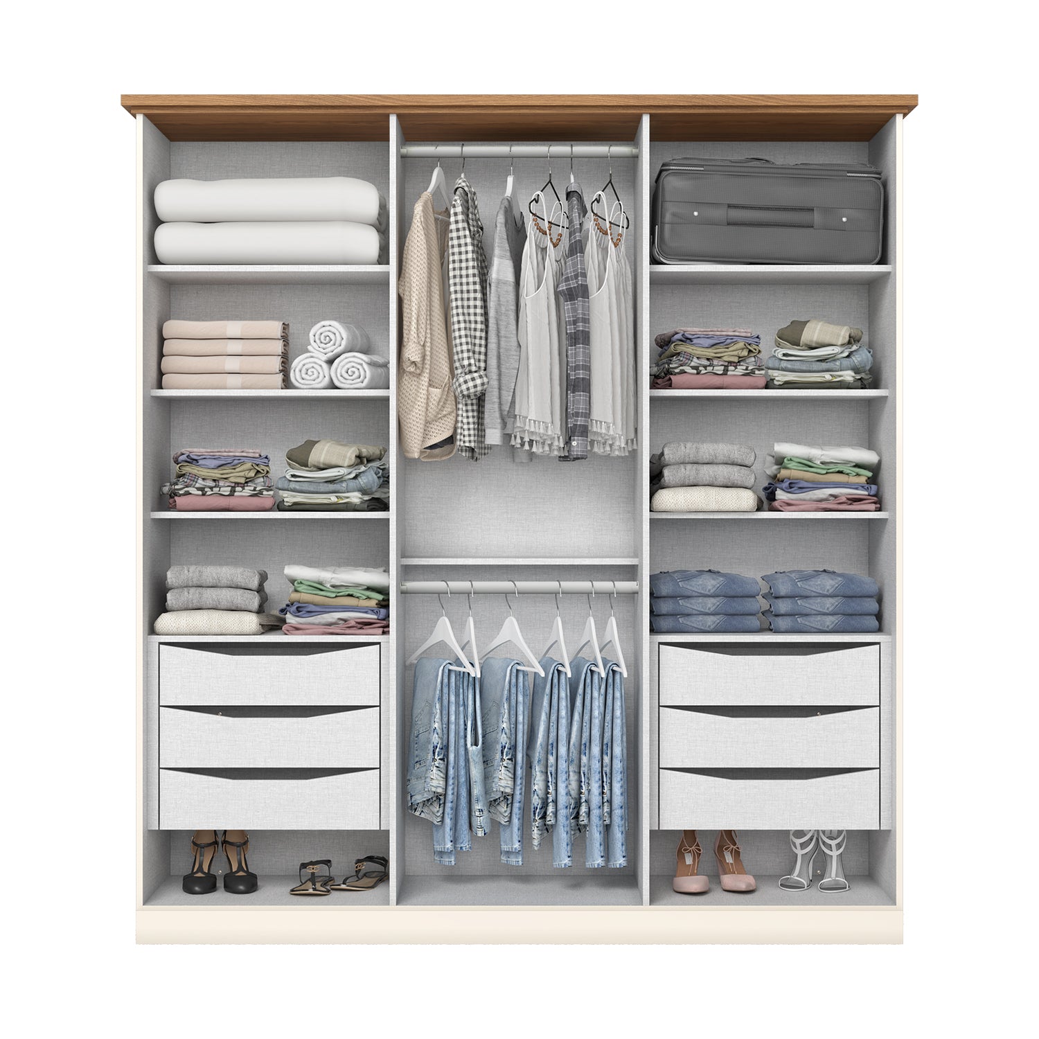 Closet Toby 187X200X52 Off White, Natural