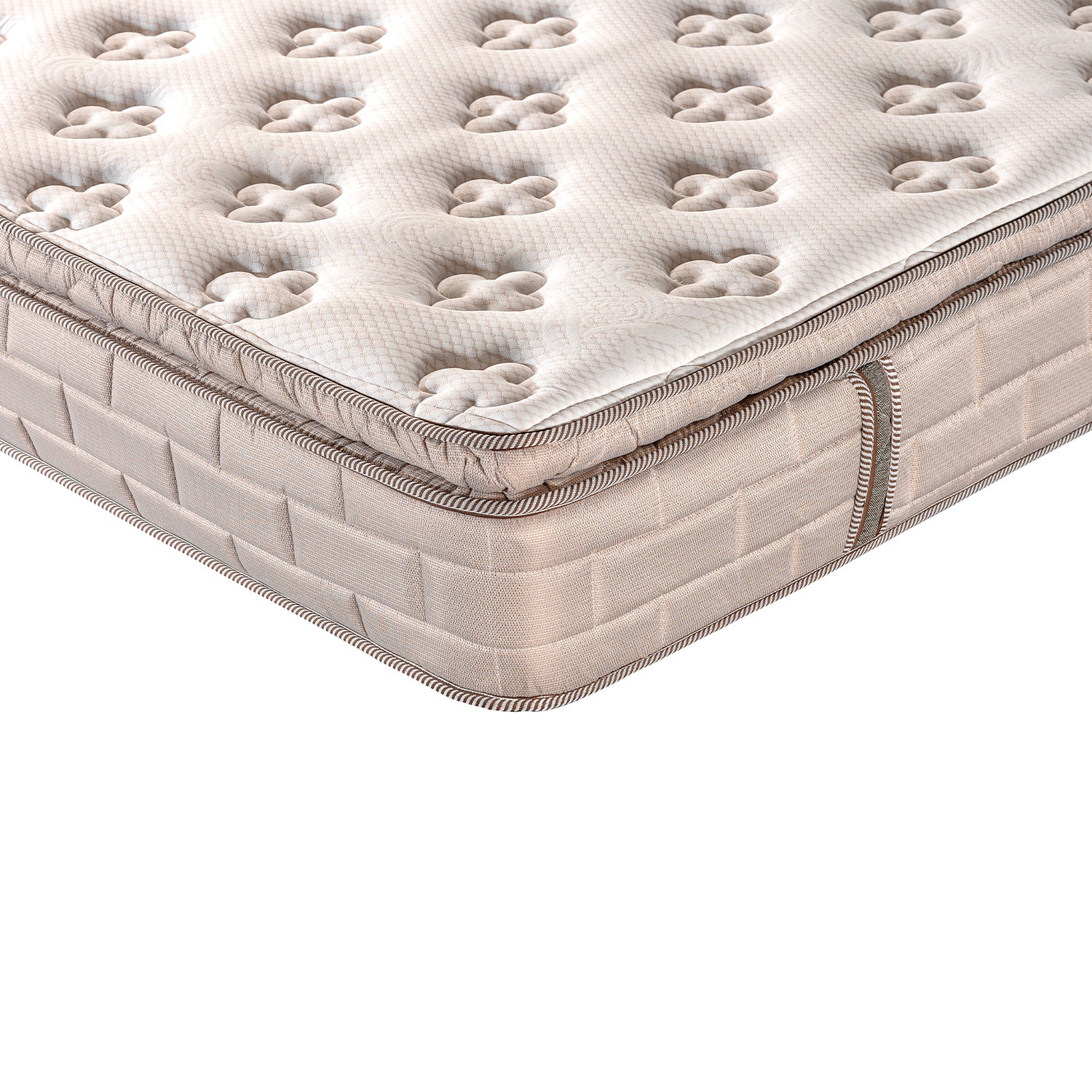 Combo Colchón Semi Doble Aurora Beige Pillow Top (Garantia 15 años)+ Cama+ Almohadas