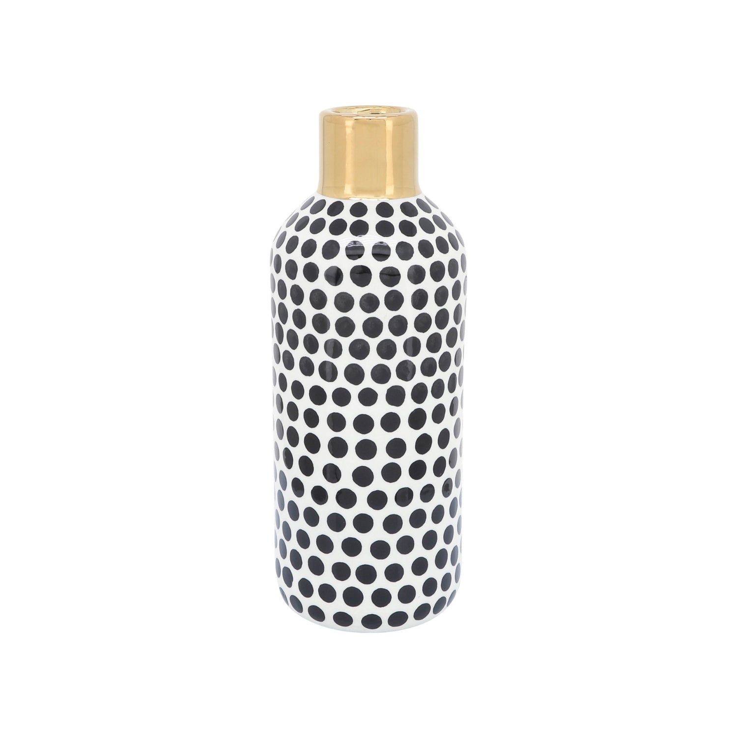Jarron 30X13  Dorado Negro Polka Dots