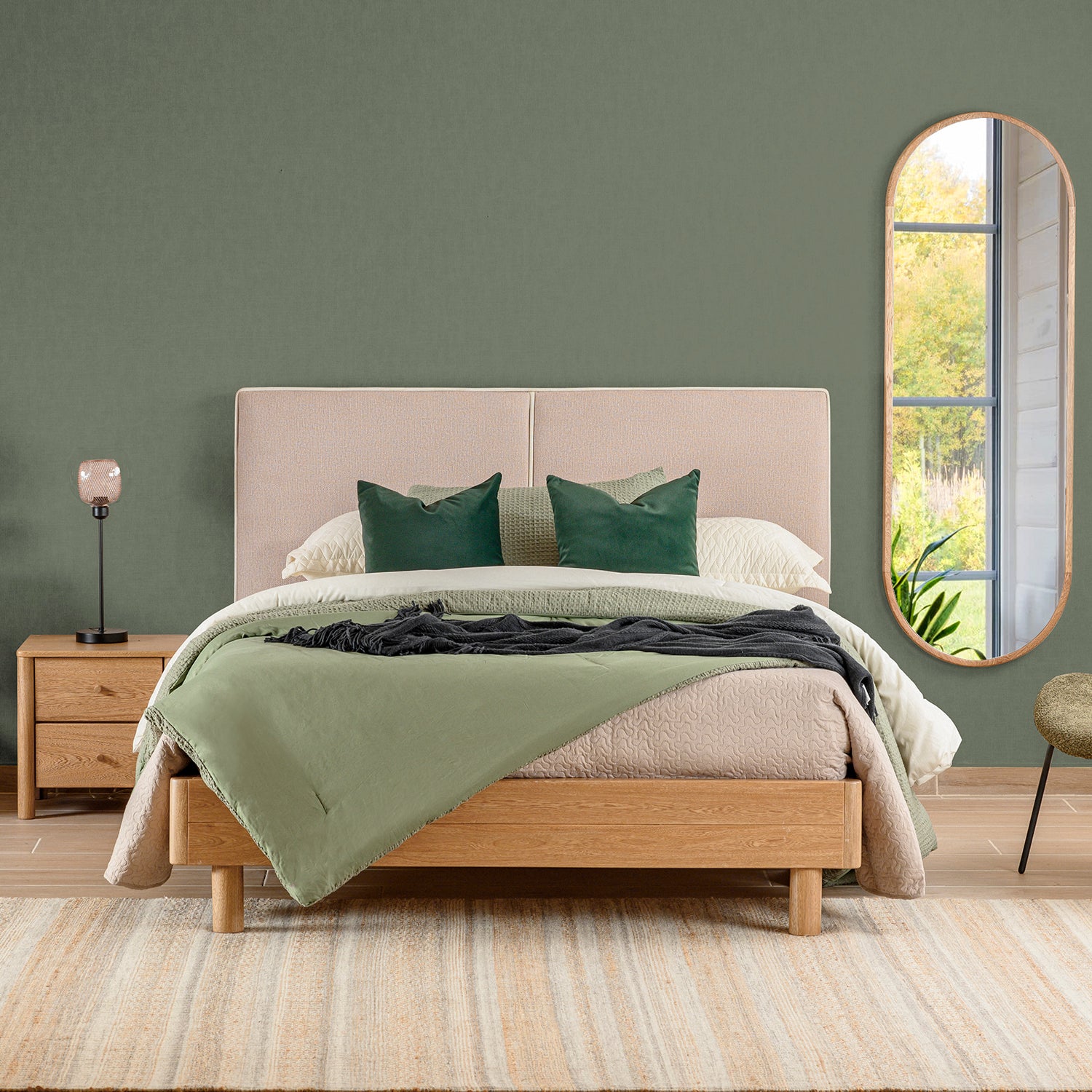 Cama Queen Danes Microfibra Beige, Natural