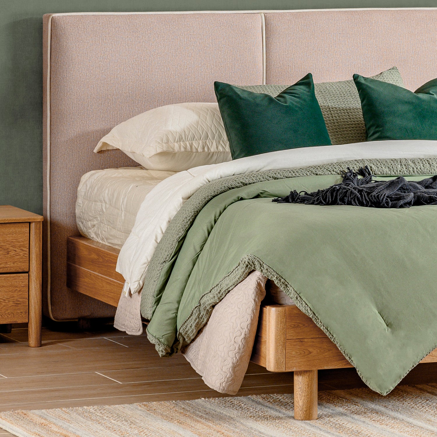 Cama Queen Danes Microfibra Beige, Natural