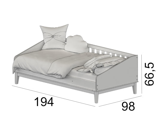 Cama 0.90 Tivoly Blanco, Natural