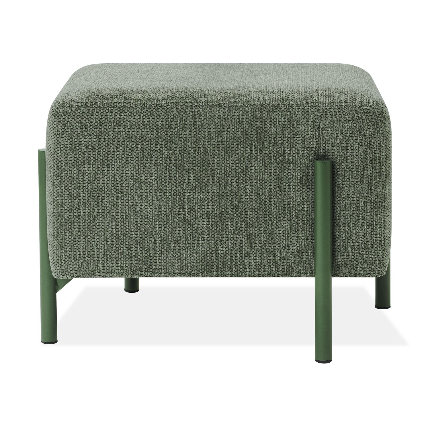 Puff Arthur Lino Verde Olivo Cuadrado