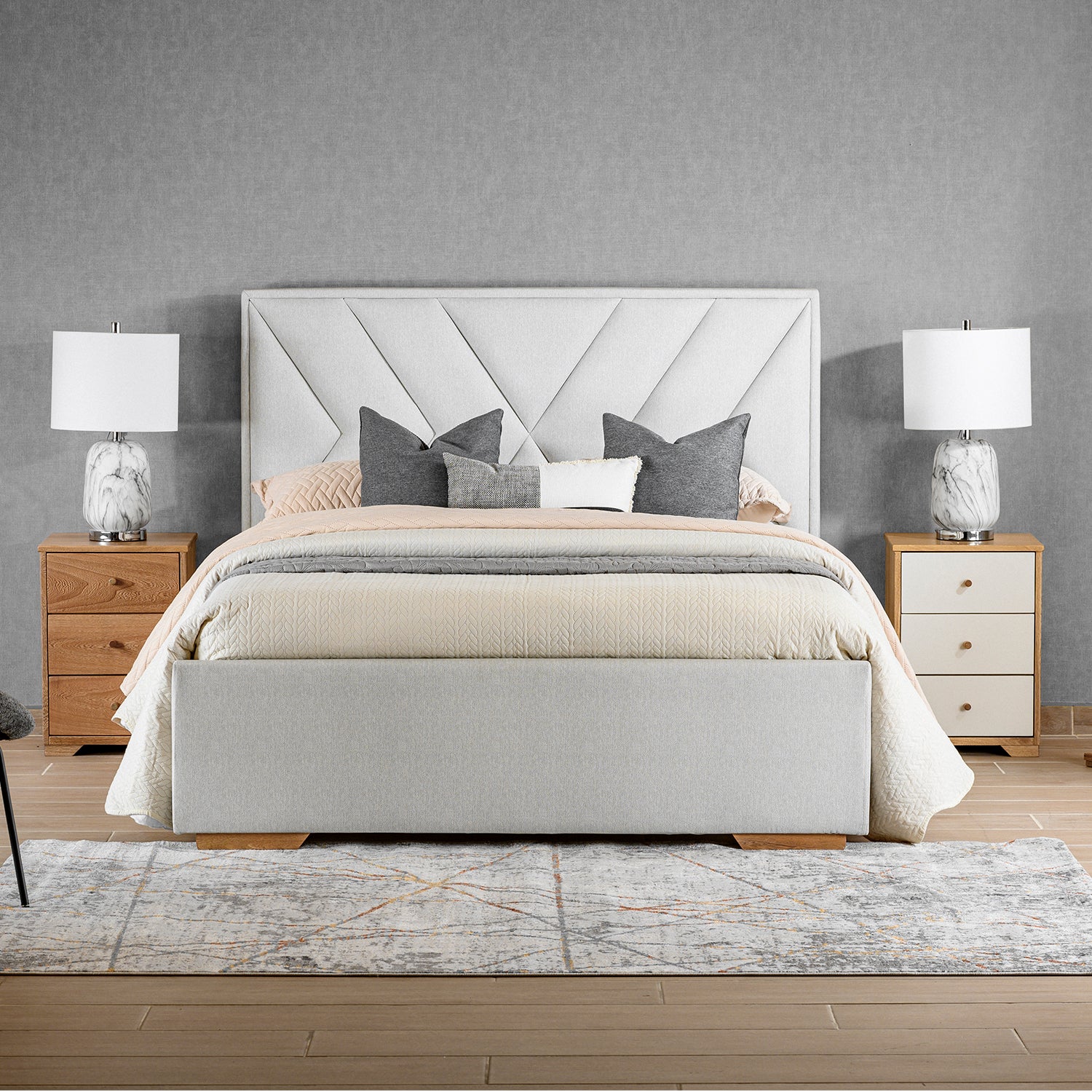 Cama Semi Doble Vallarta Eurolino Gris, Natural