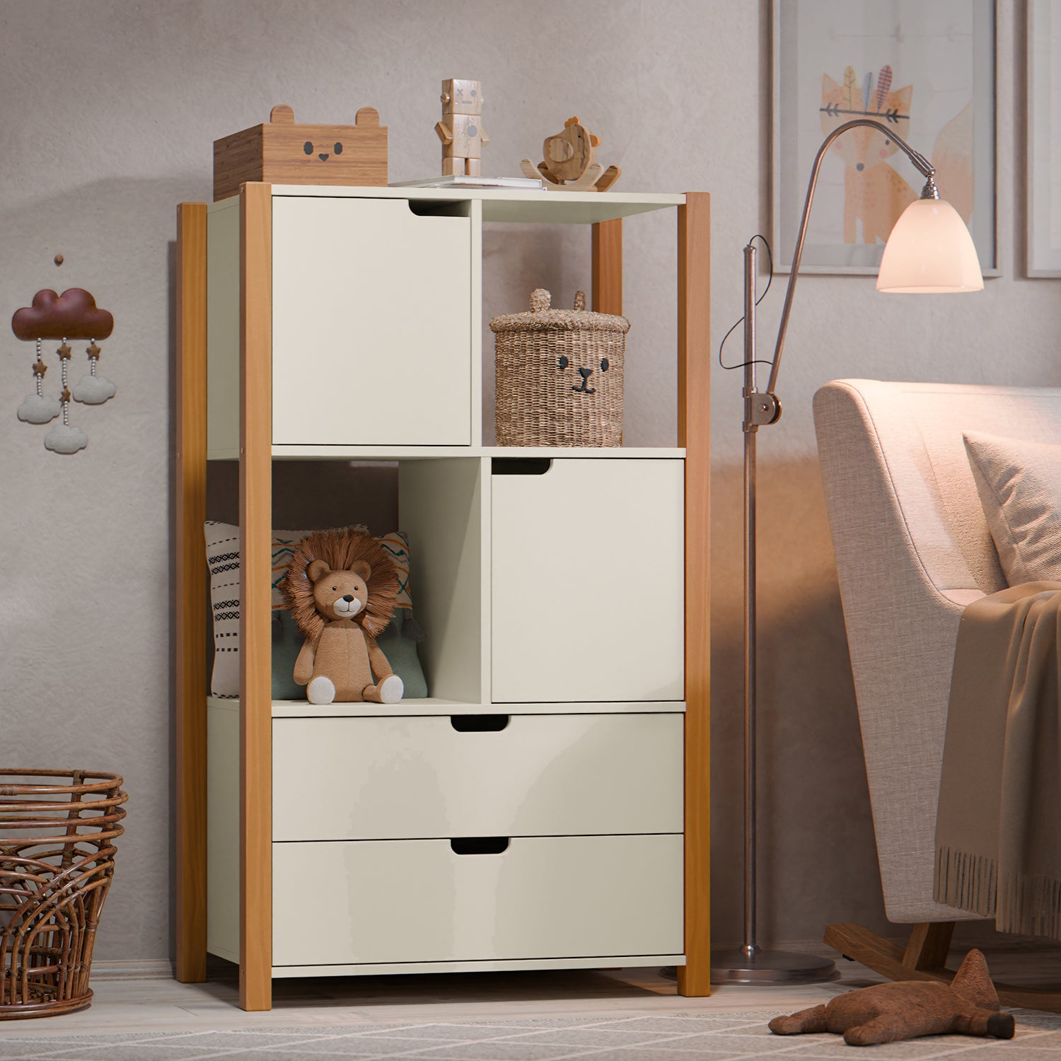 Biblioteca Amalia Off White, Natural 75X125X43