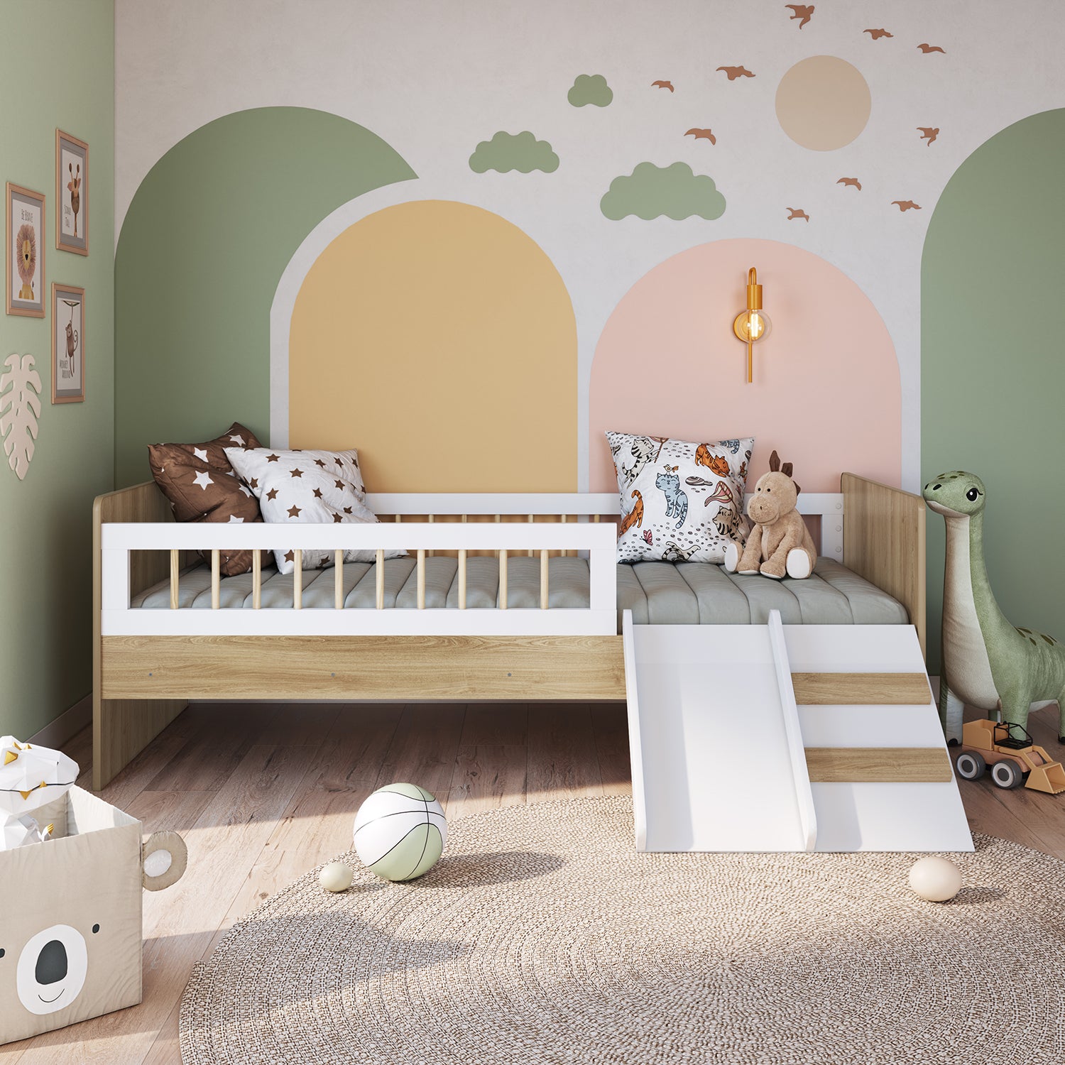Cama Infantil 0.90 Alexa Natural, Blanco