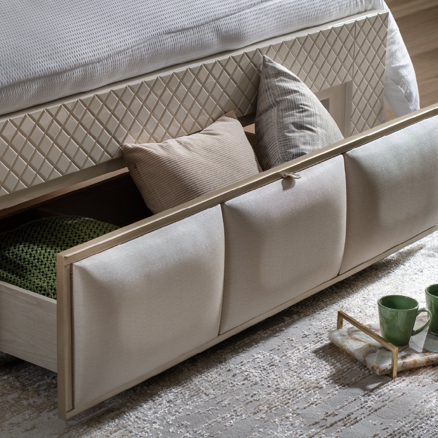 Cama King Atenea Perla, Off White