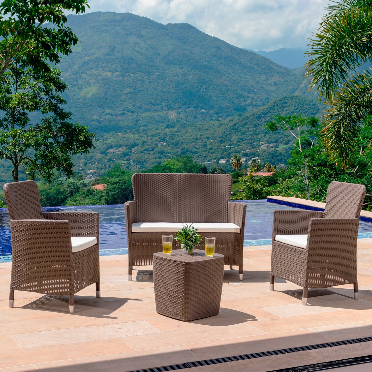 Juego Sala Exterior Set X4 Comfort Capri Mocca