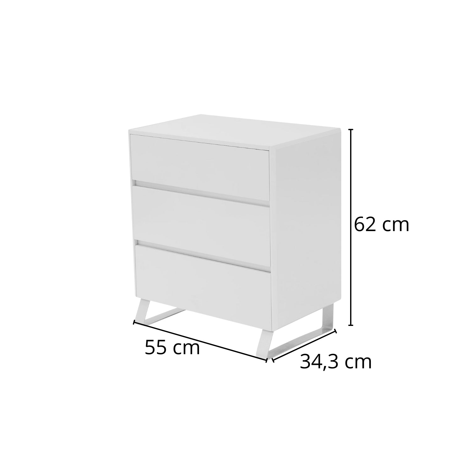 Mesa de Noche Sevilla Greige, Champaña 3 Gavetas