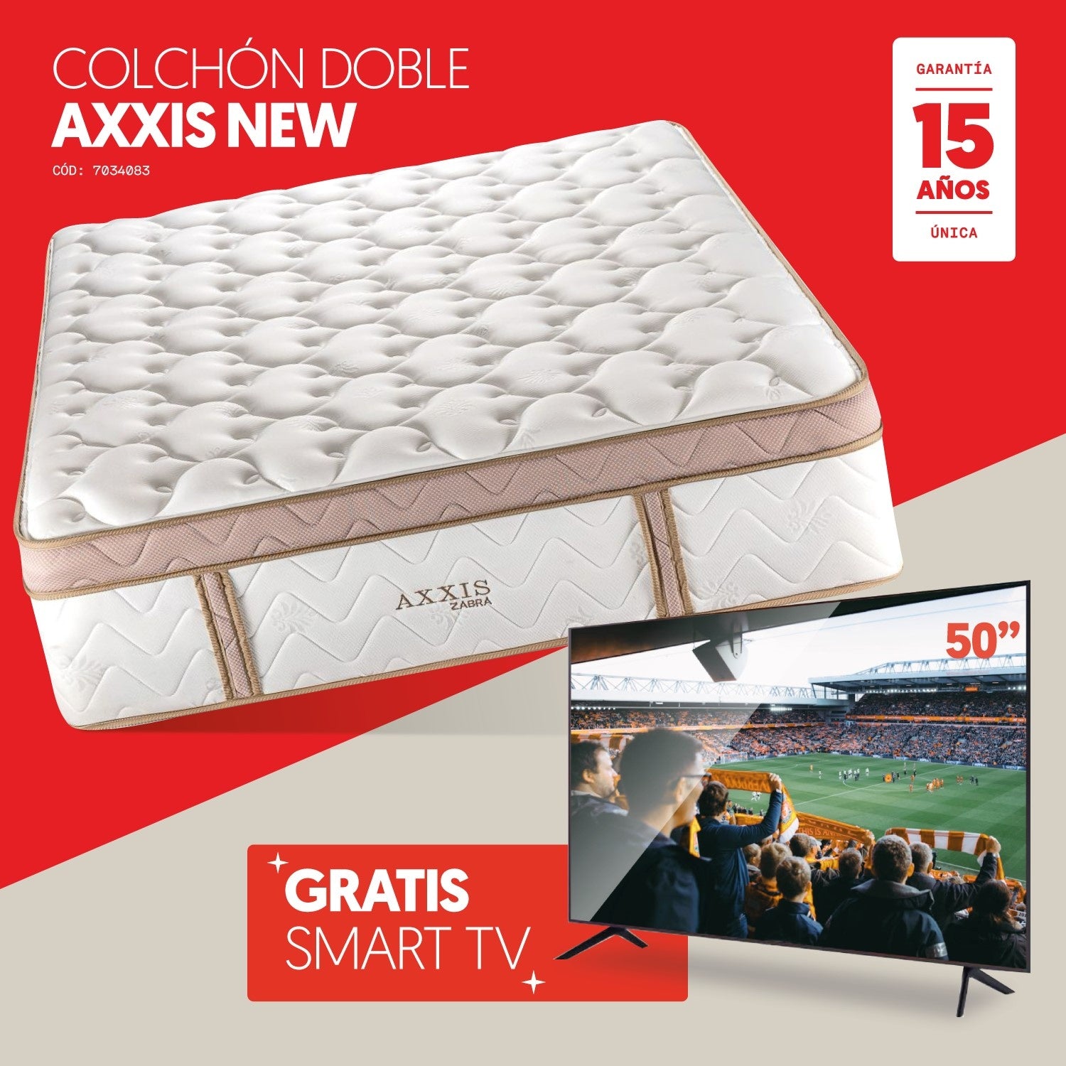 Colchón Doble Axxis New Gratis: Smart Tv