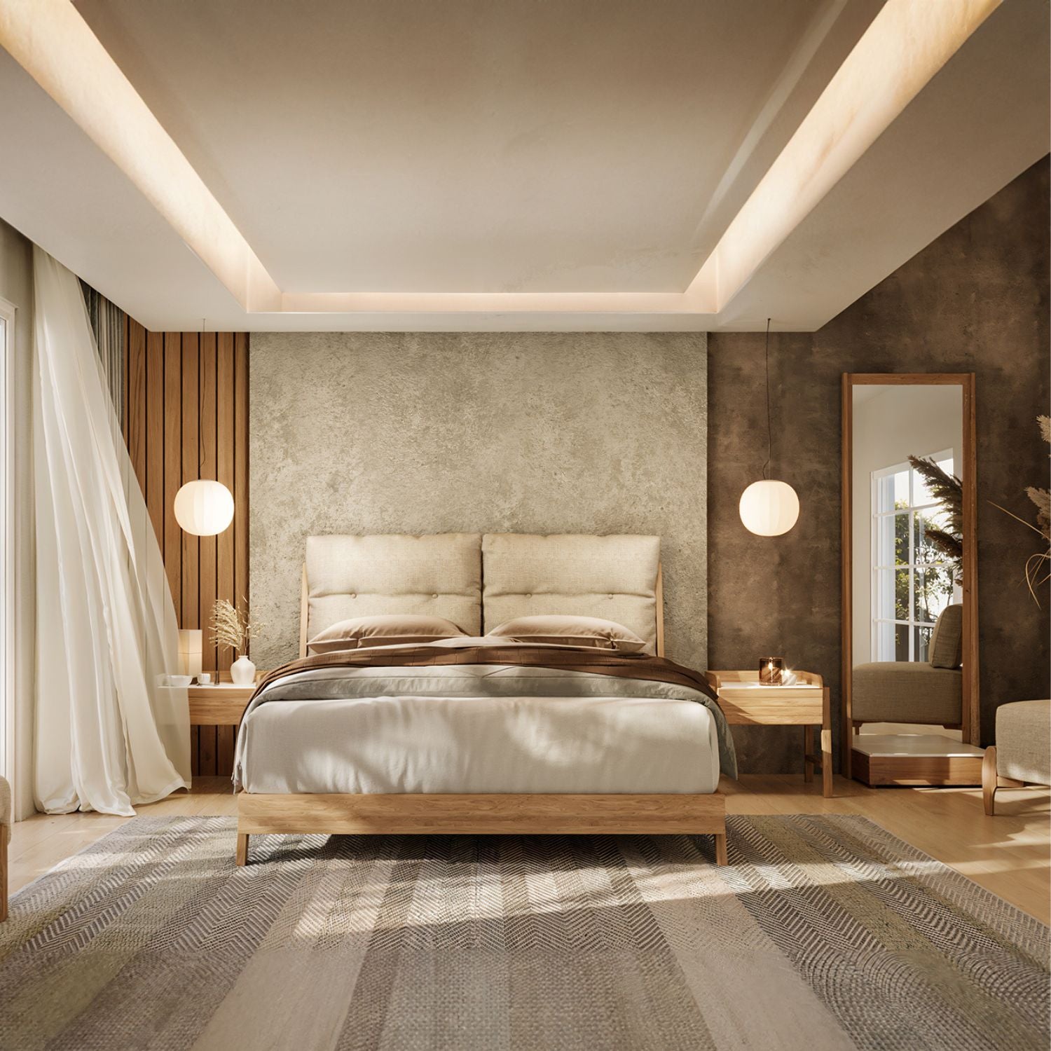 Cama King Alky Crudo, Natural