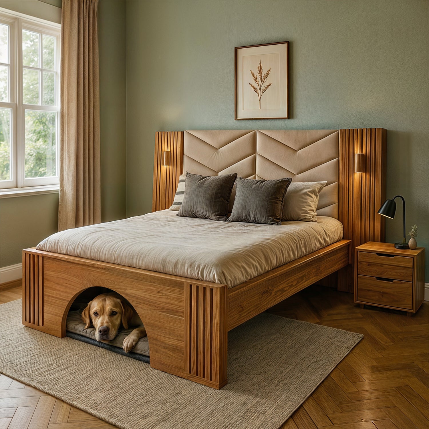 Cama Doble Gael Marfil, Natural