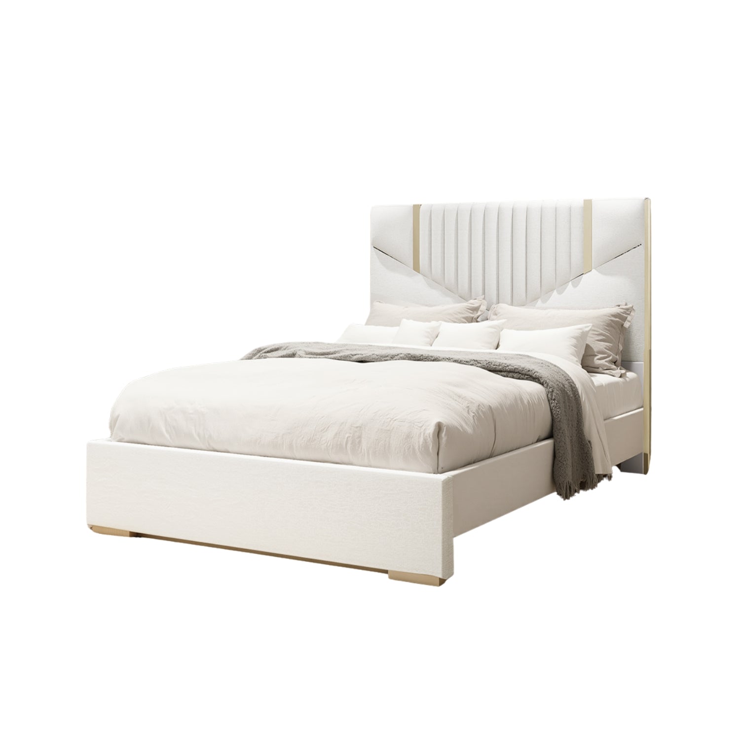 Cama Doble Santana Beige Perlado,Champaña