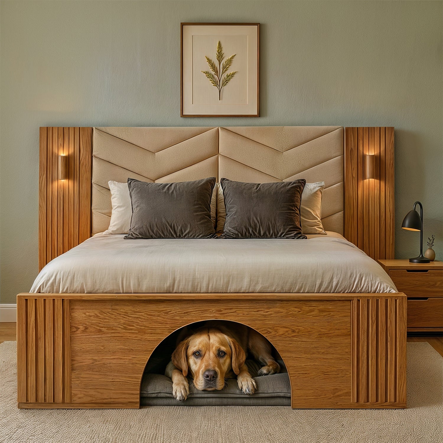 Cama Doble Gael Marfil, Natural