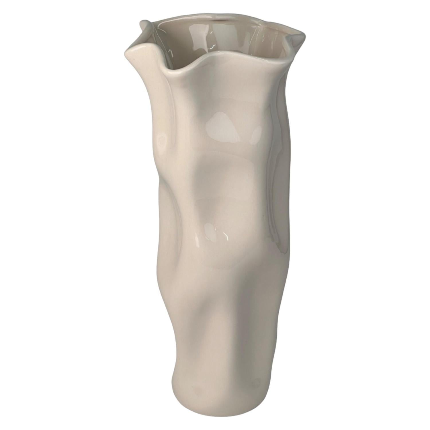 Jarron 19X16X37 Crema Curve Ceramic F243