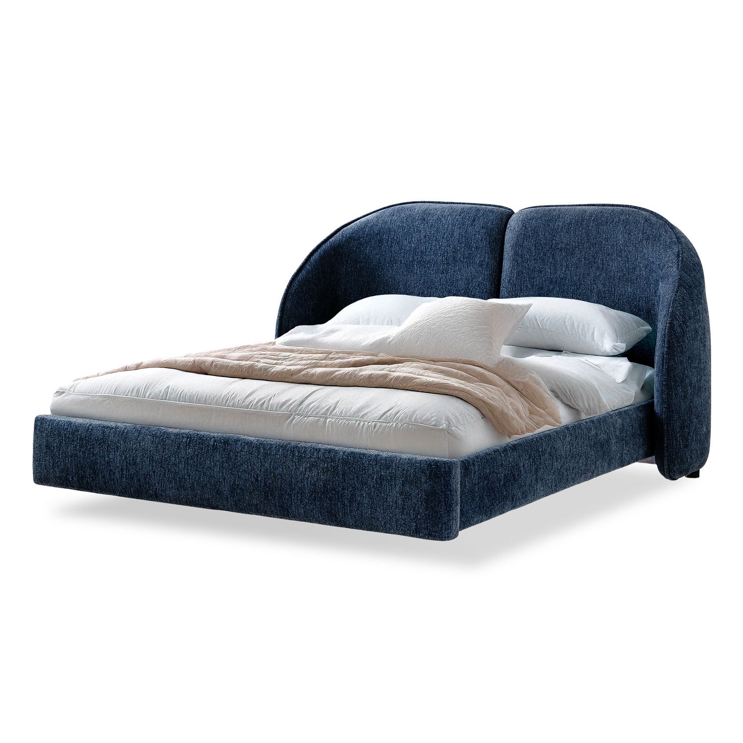 Cama Doble Sienna Microfibra Dossier Navy