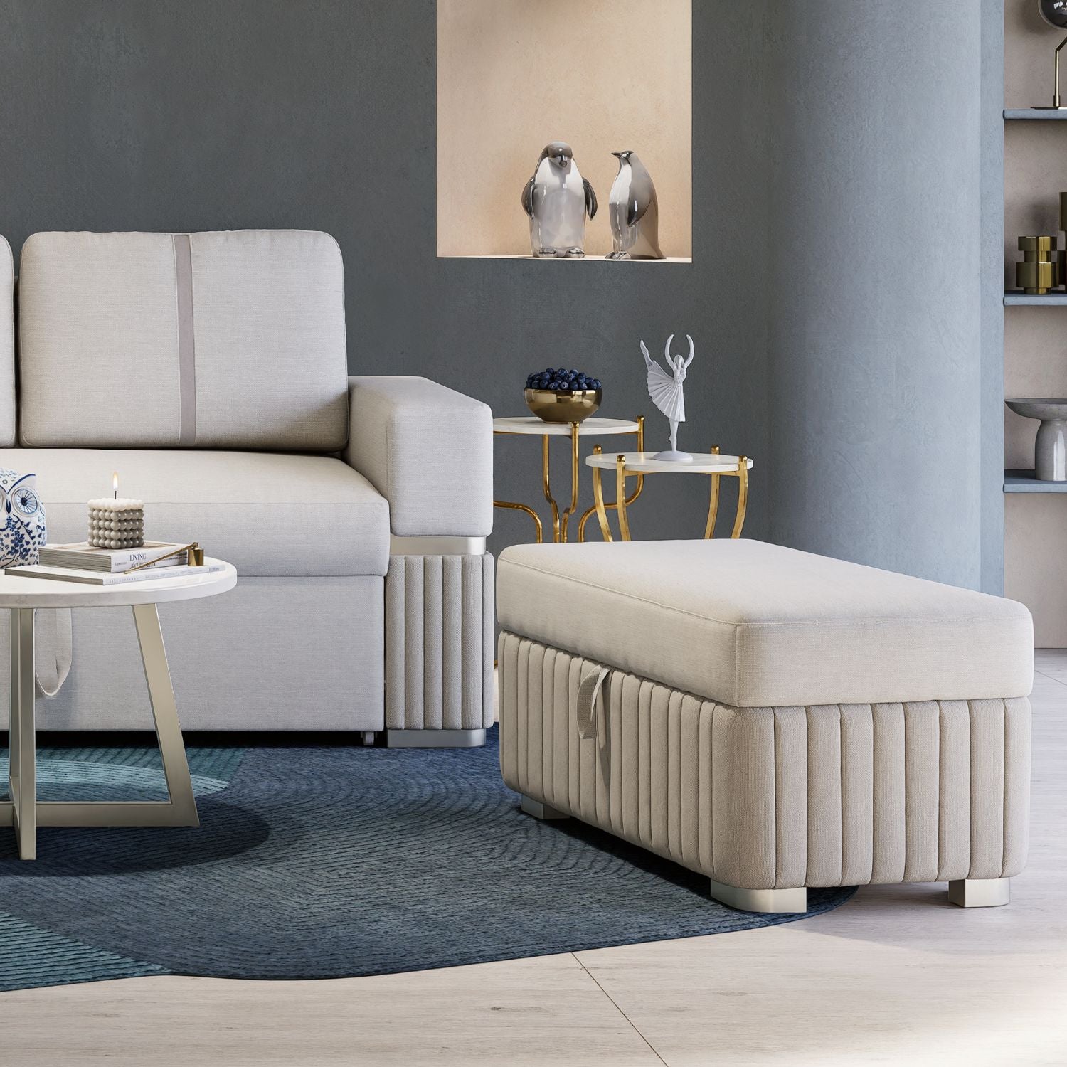 Puff Baul Dior Eurolino Blanco Puro Beige, Champaña