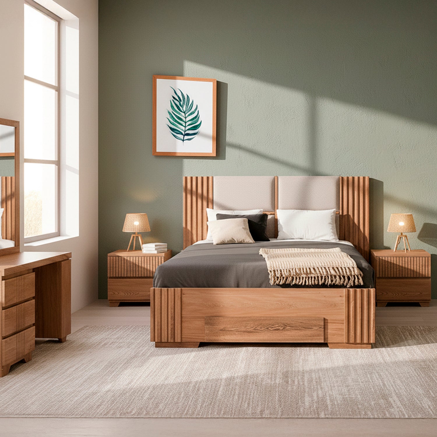 Cama Doble Texas Beige, Natural*