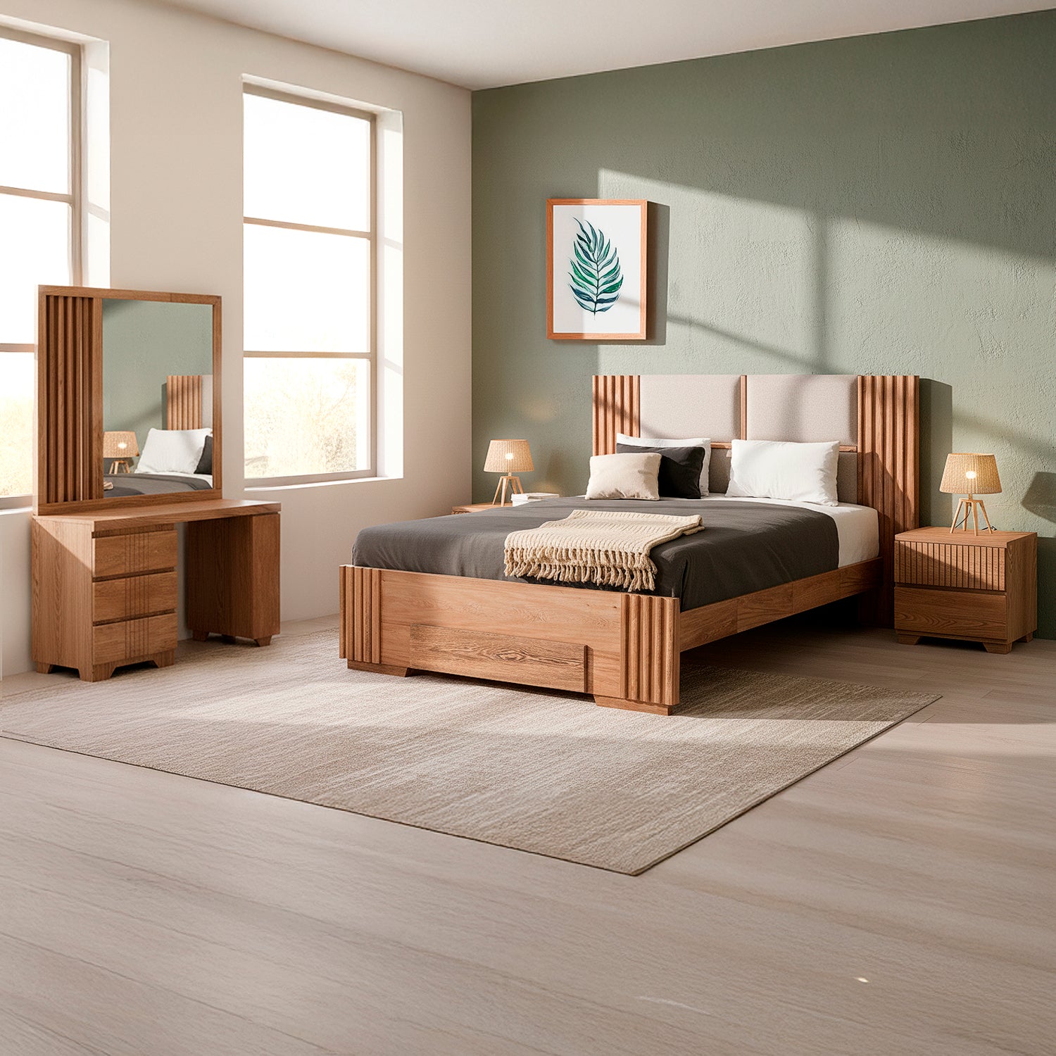 Cama Doble Texas Beige, Natural*