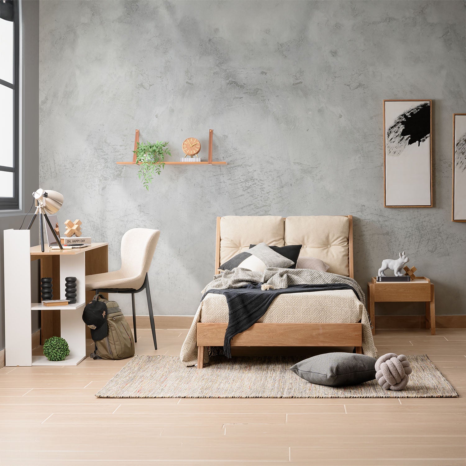 Cama 1.00 Alky Crudo, Natural