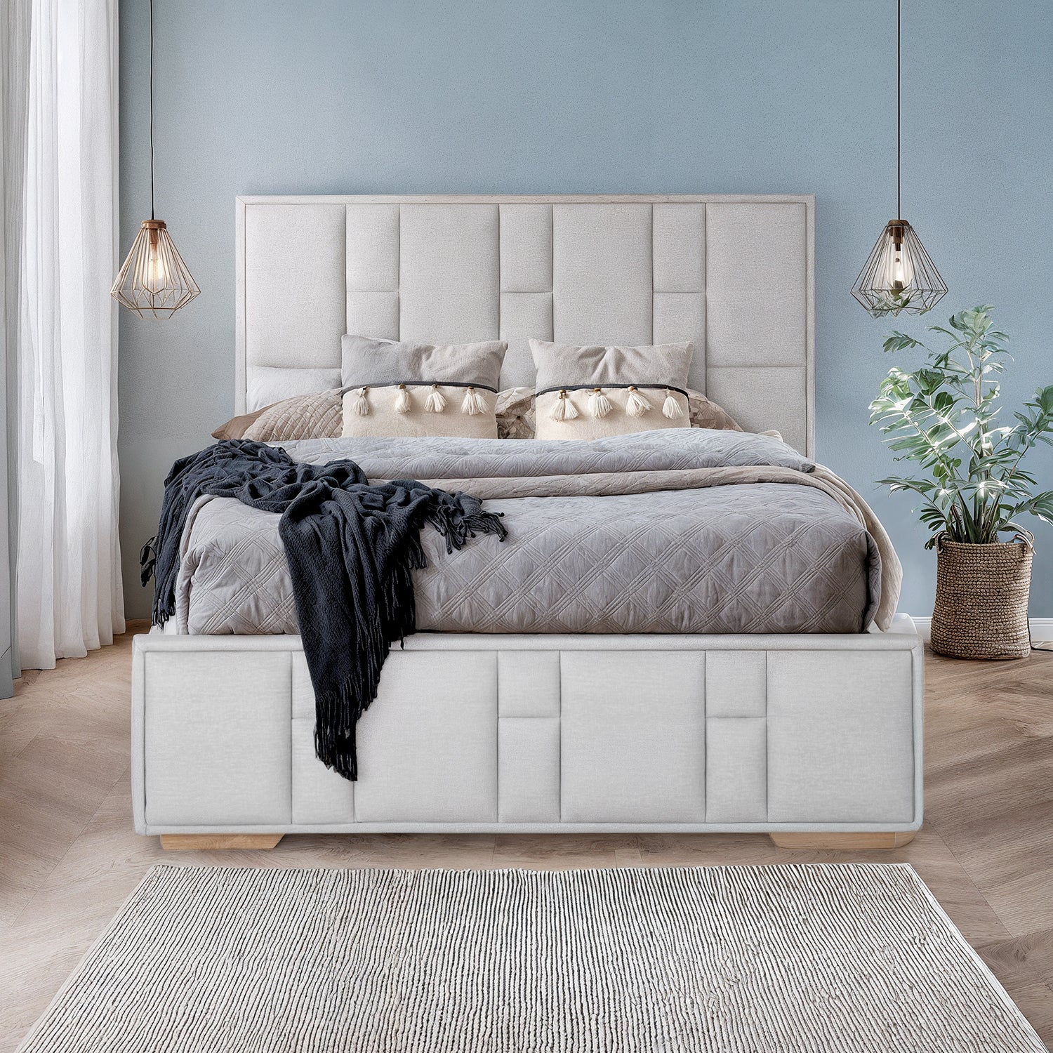 Cama Doble Thymon Eurolino Plata
