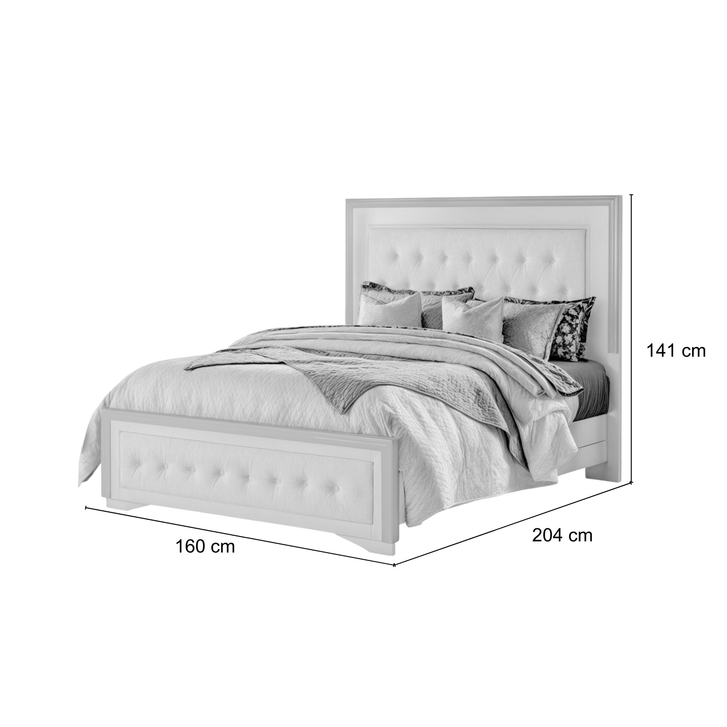 Cama Doble Romantic Off White, Champaña*