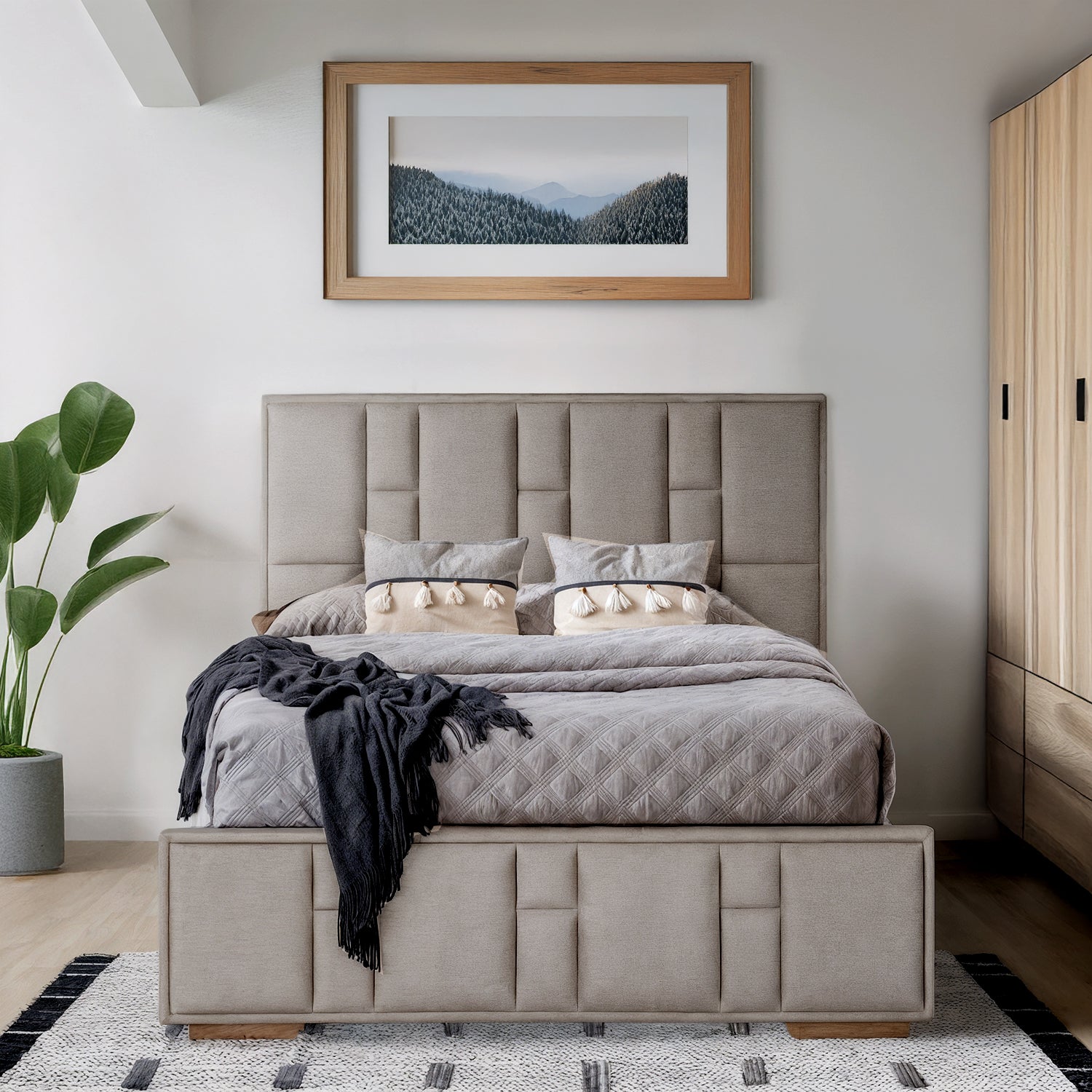 Cama Doble Thymon Eurolino Taupe