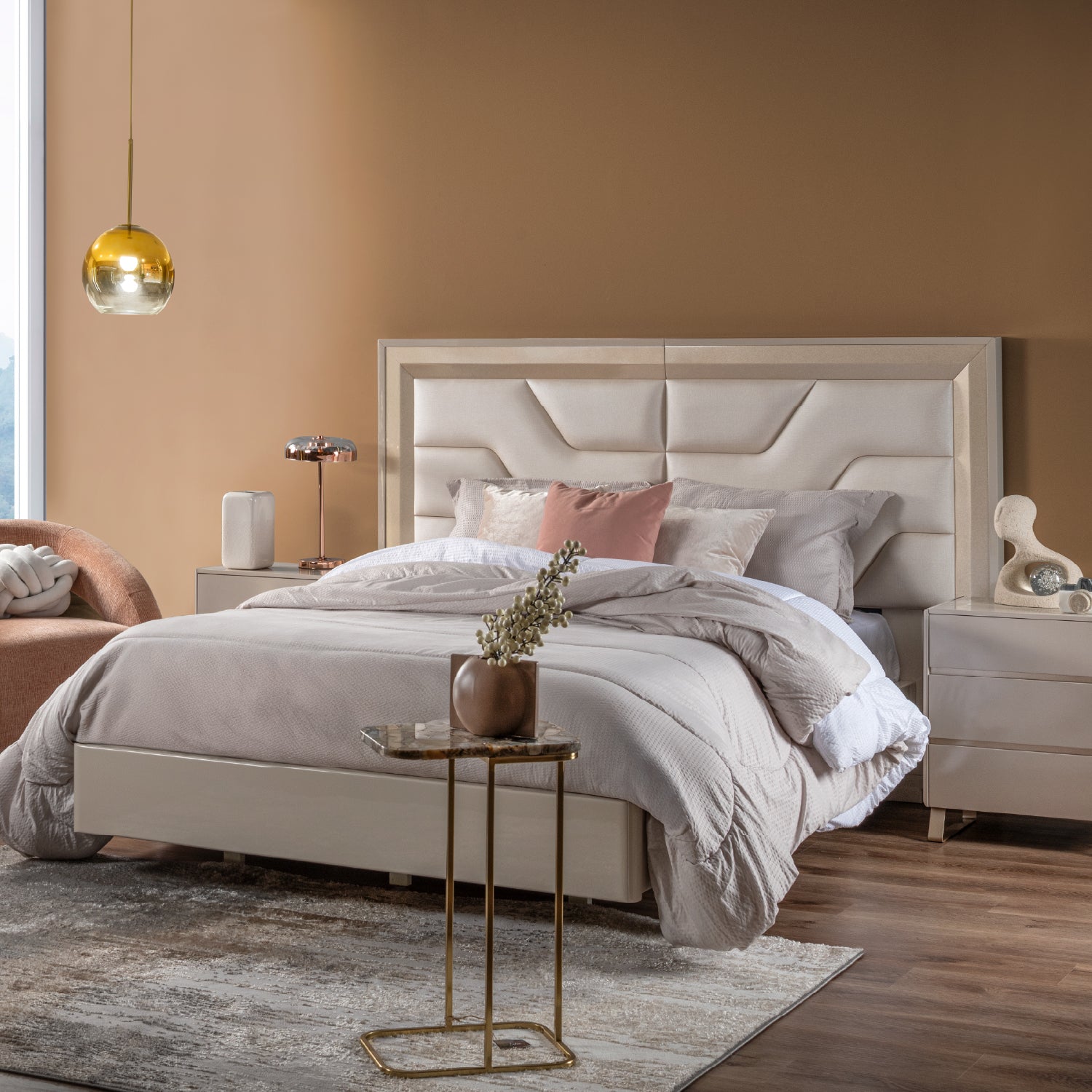 Cama Queen Bulgari Eurolino Perla, Champaña