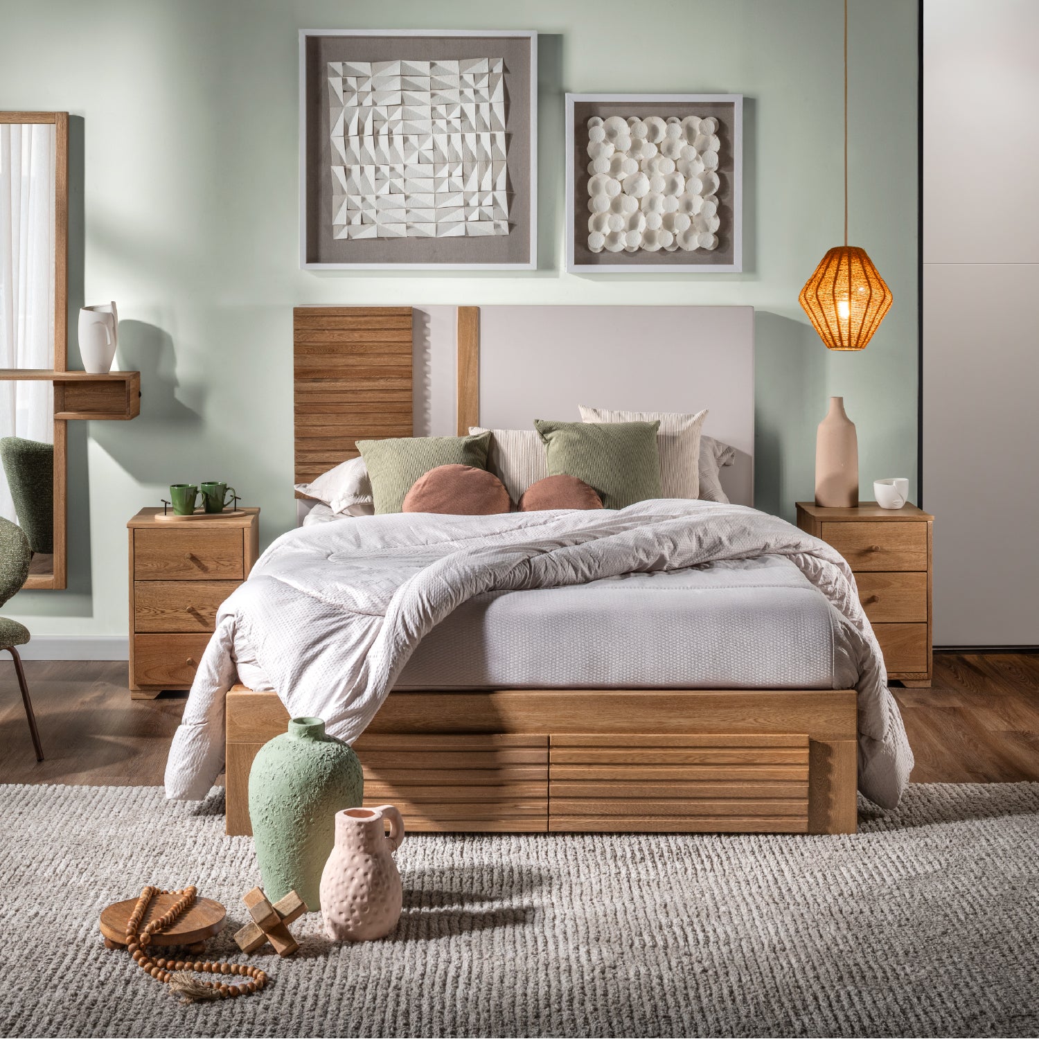 Cama Doble Omega Natural, Greige