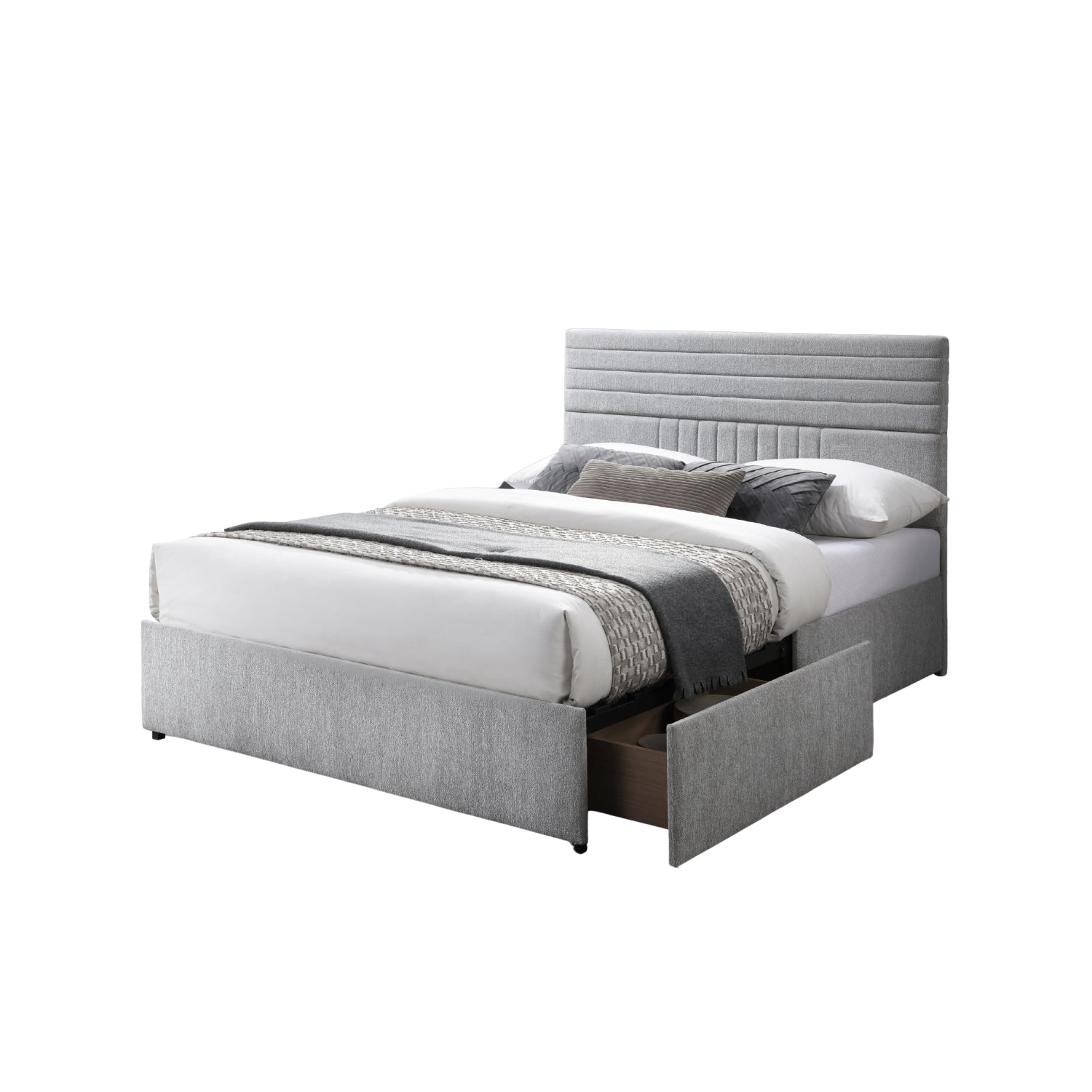 Cama Doble Damasco Gris