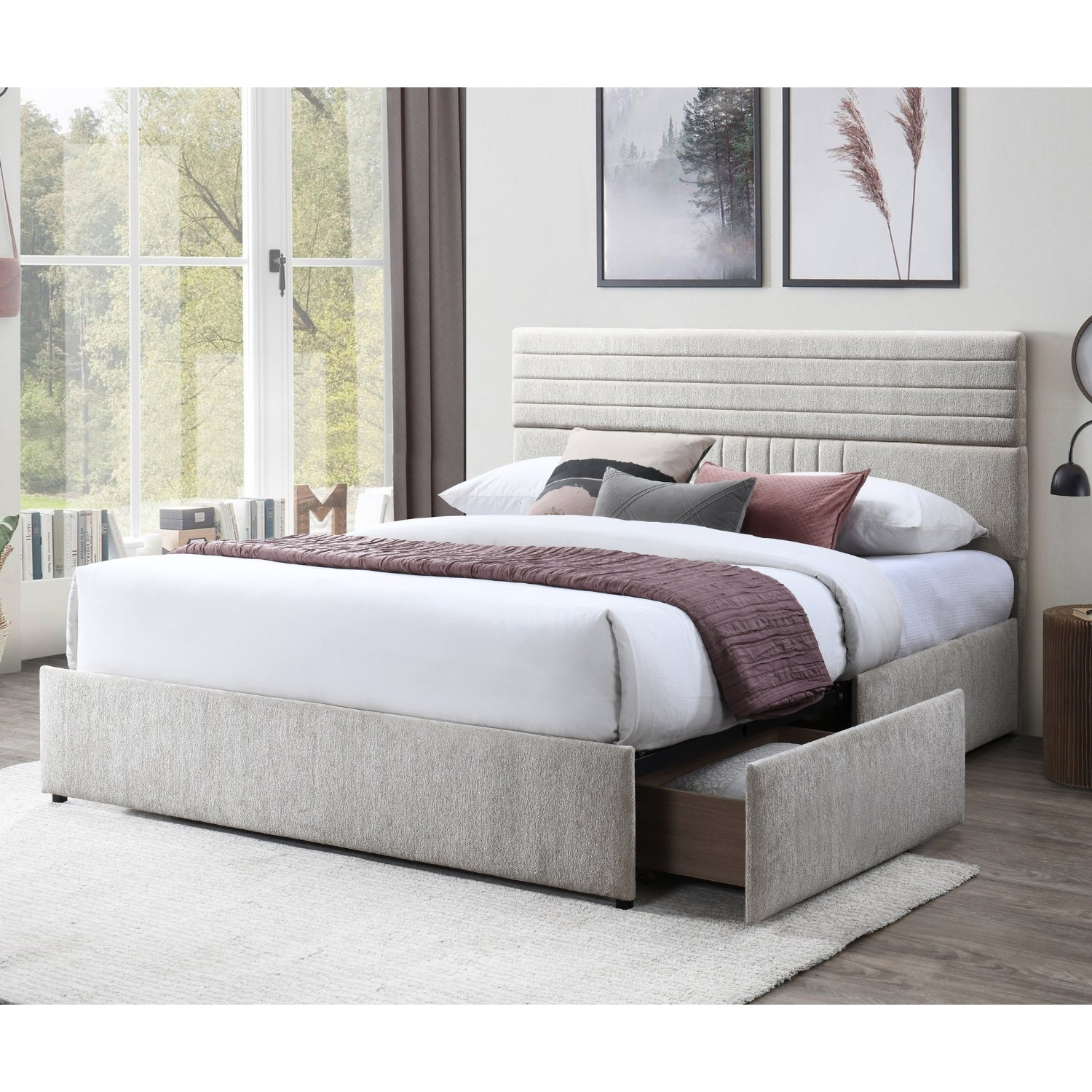 Cama Queen Damasco Beige