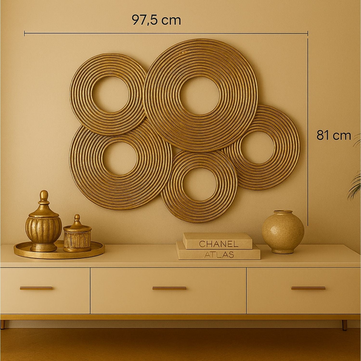 Apliques 97.5X4.5X81 Dorado Discos F243