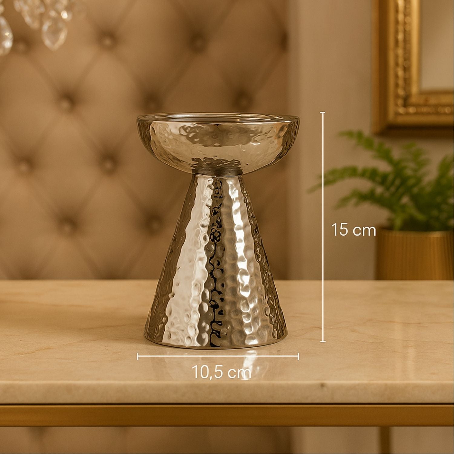 Candelabro 10.5X10.5X15 Moon Plata F243