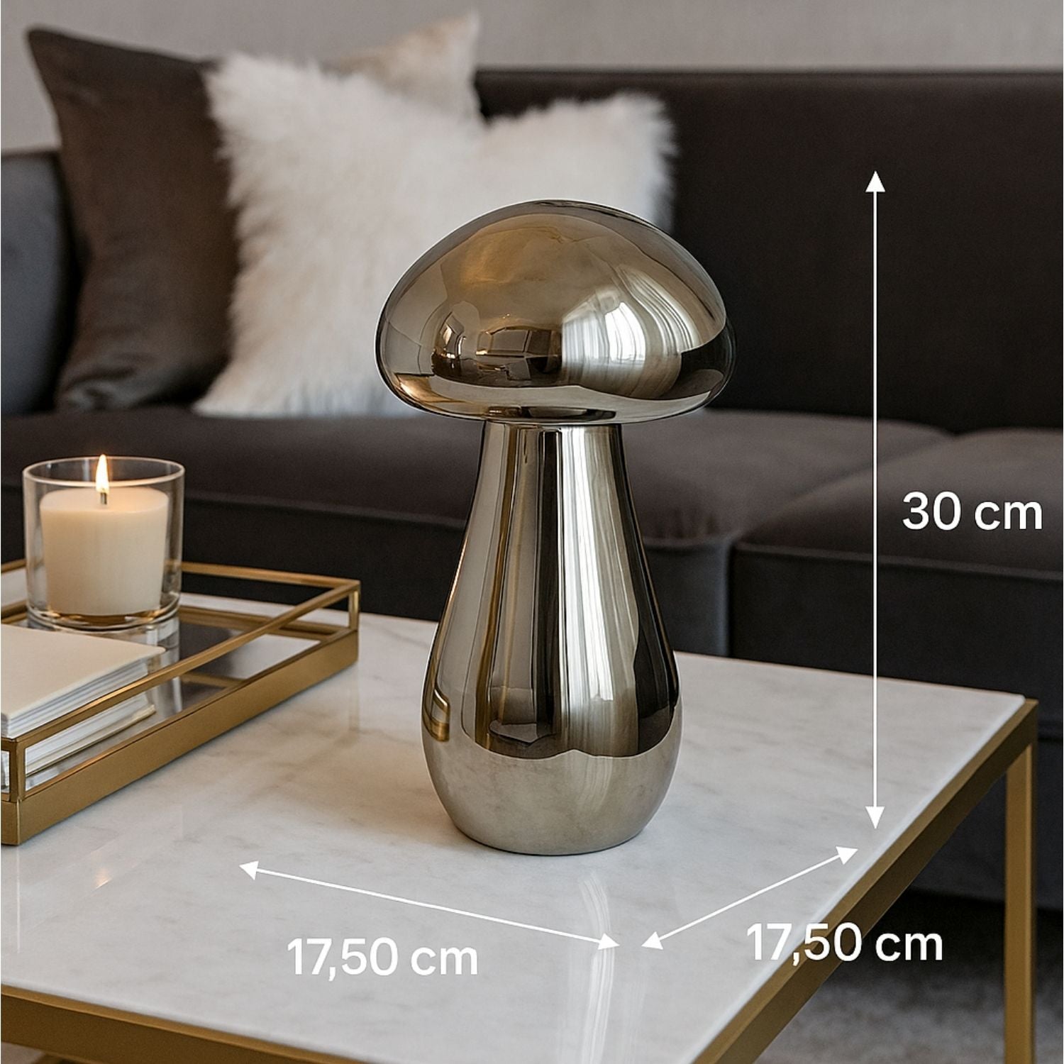 Figura 17.50X17.50X30 Hongo Plata F243