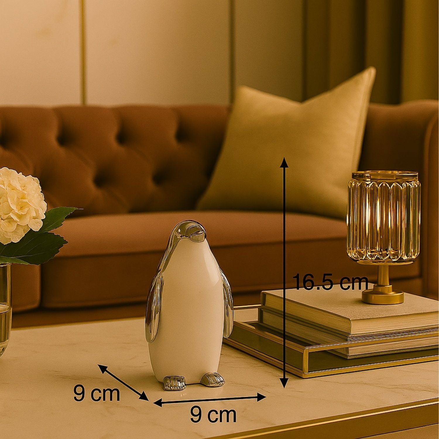 Figura 9X9X16.5 Pingüino Plata F243