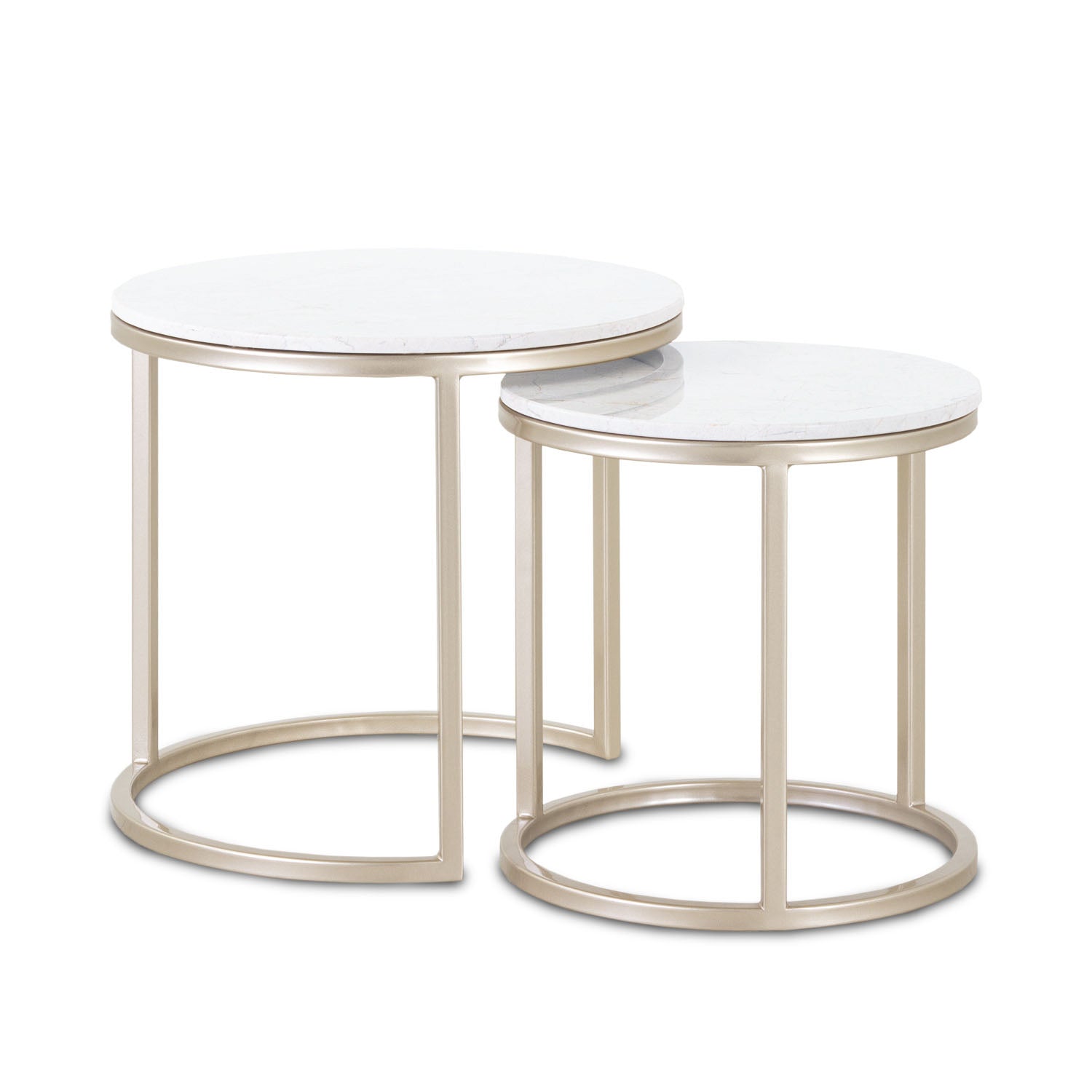 Set X 2 Mesa De Centro Avanni Marmol Blanco, Champaña