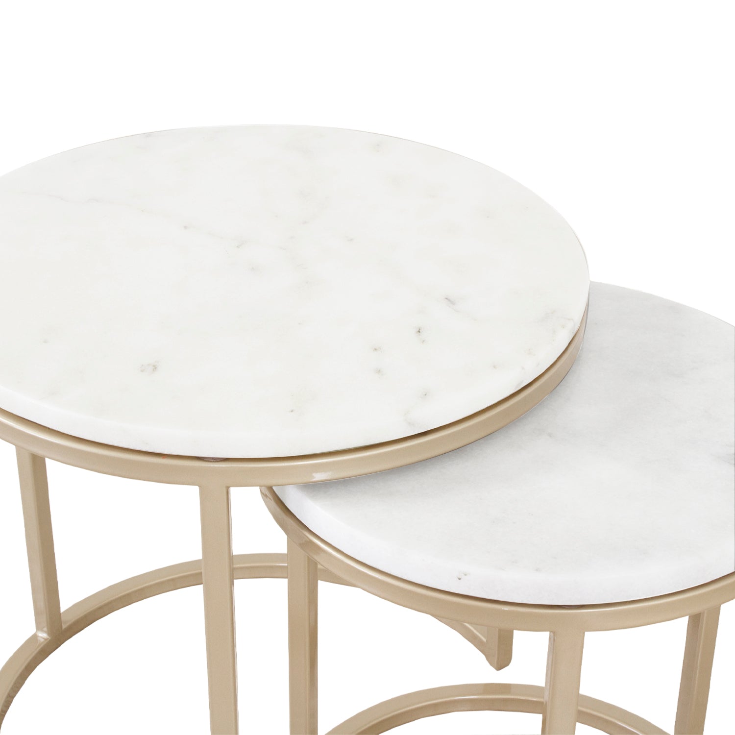 Set X 2 Mesa De Centro Avanni Marmol Blanco, Champaña