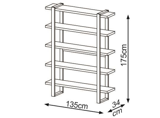 Biblioteca Denzel Off White, Natural 135X175X34