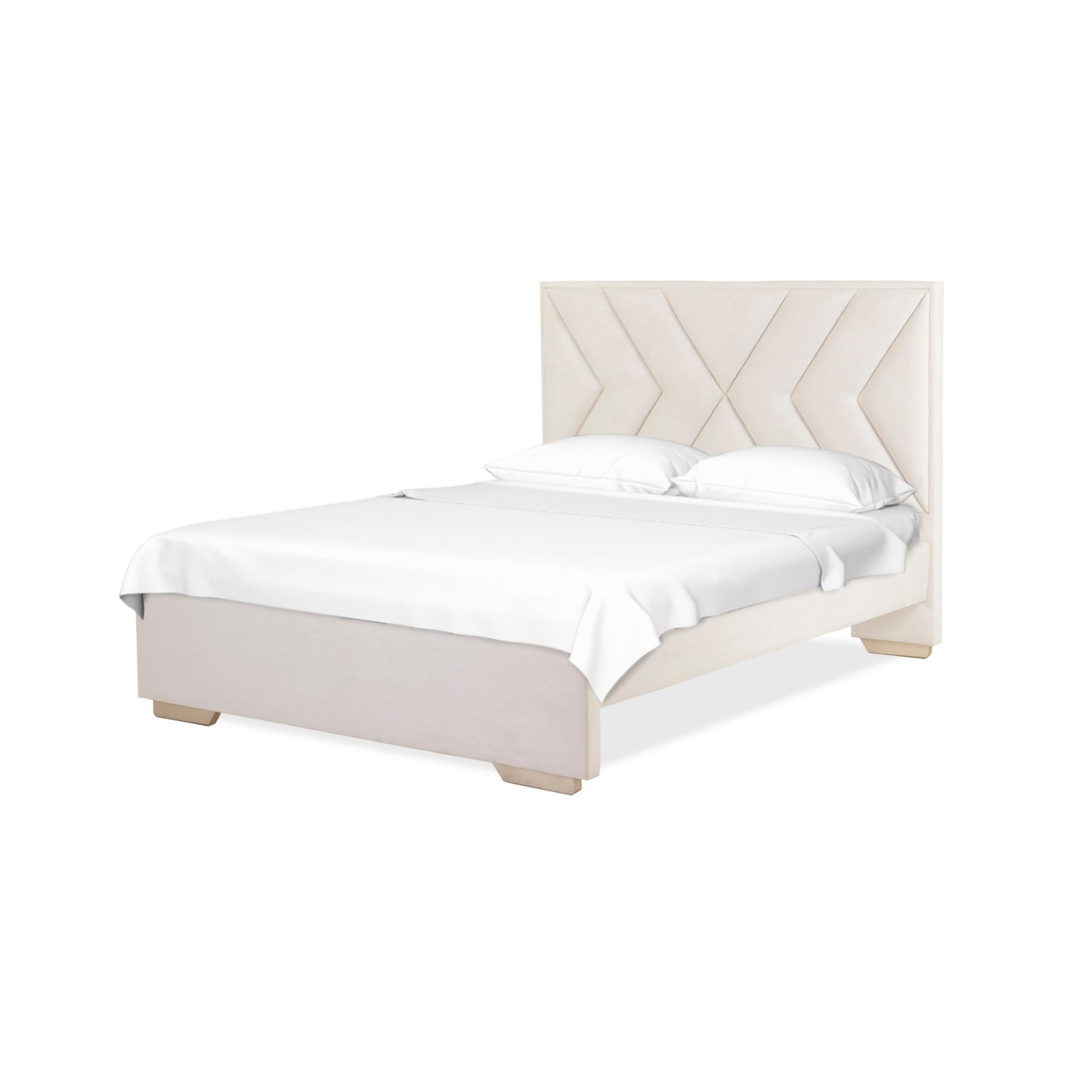 Cama Doble Vallarta Velvet Zelanda Marfil, Champaña