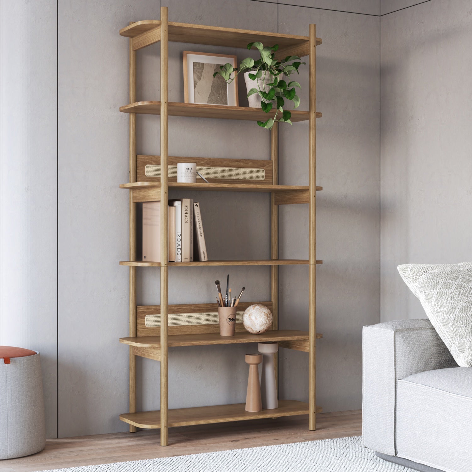 Biblioteca Santorini 90X180X36 Natural, Tejido