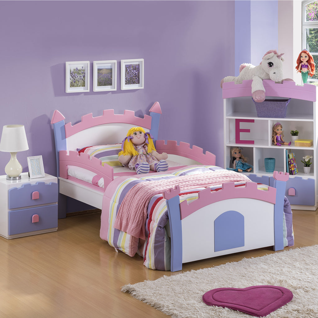 Cama Infantil 1.00 Anastasia Lila, Rosado y Blanco