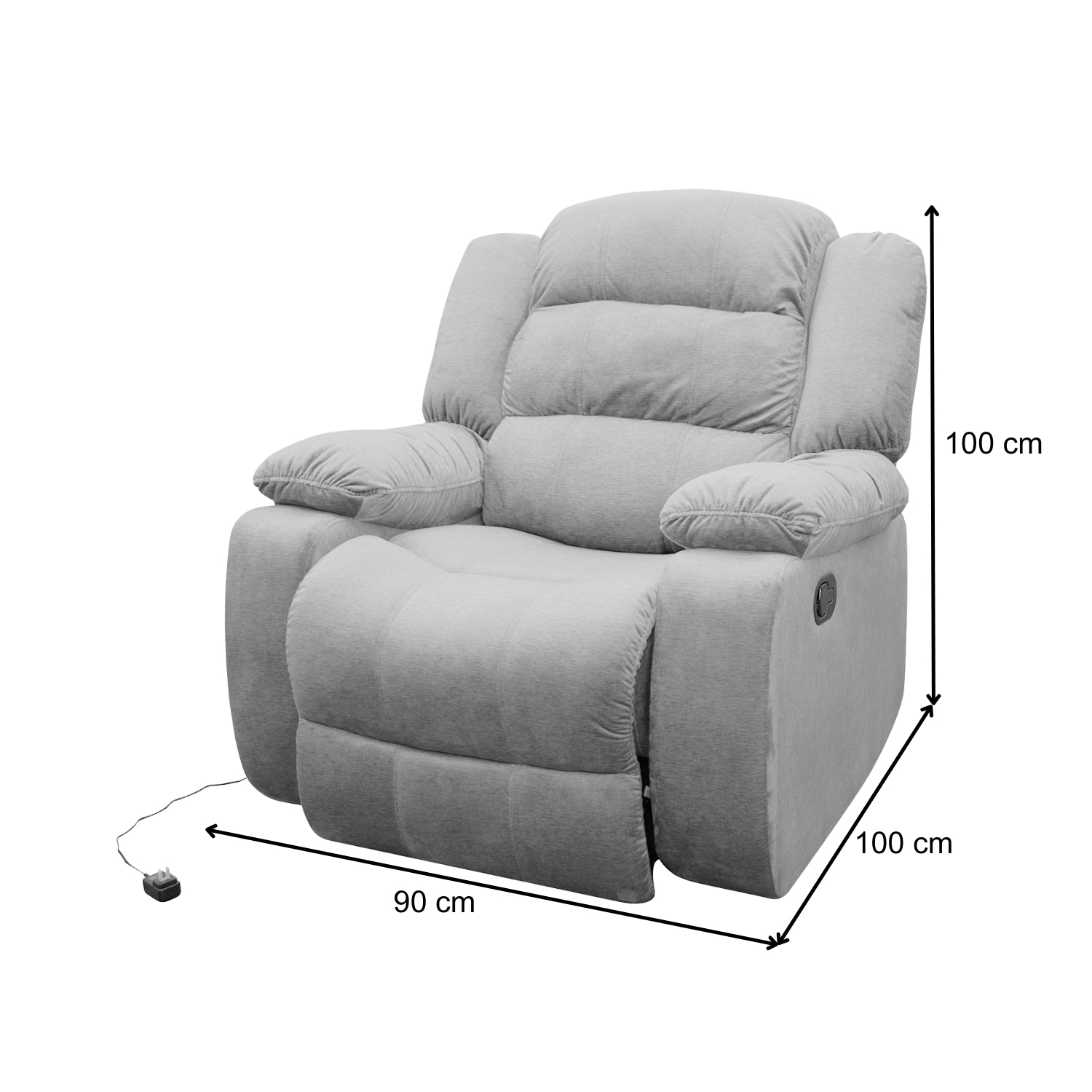 Sillón Reclinable Masajeador Nico Velvet Suprema Gris