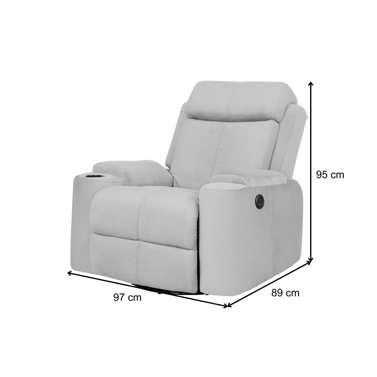 Sillón Reclinable Mecedora Giratoria Delta Microfibra Poland Gris