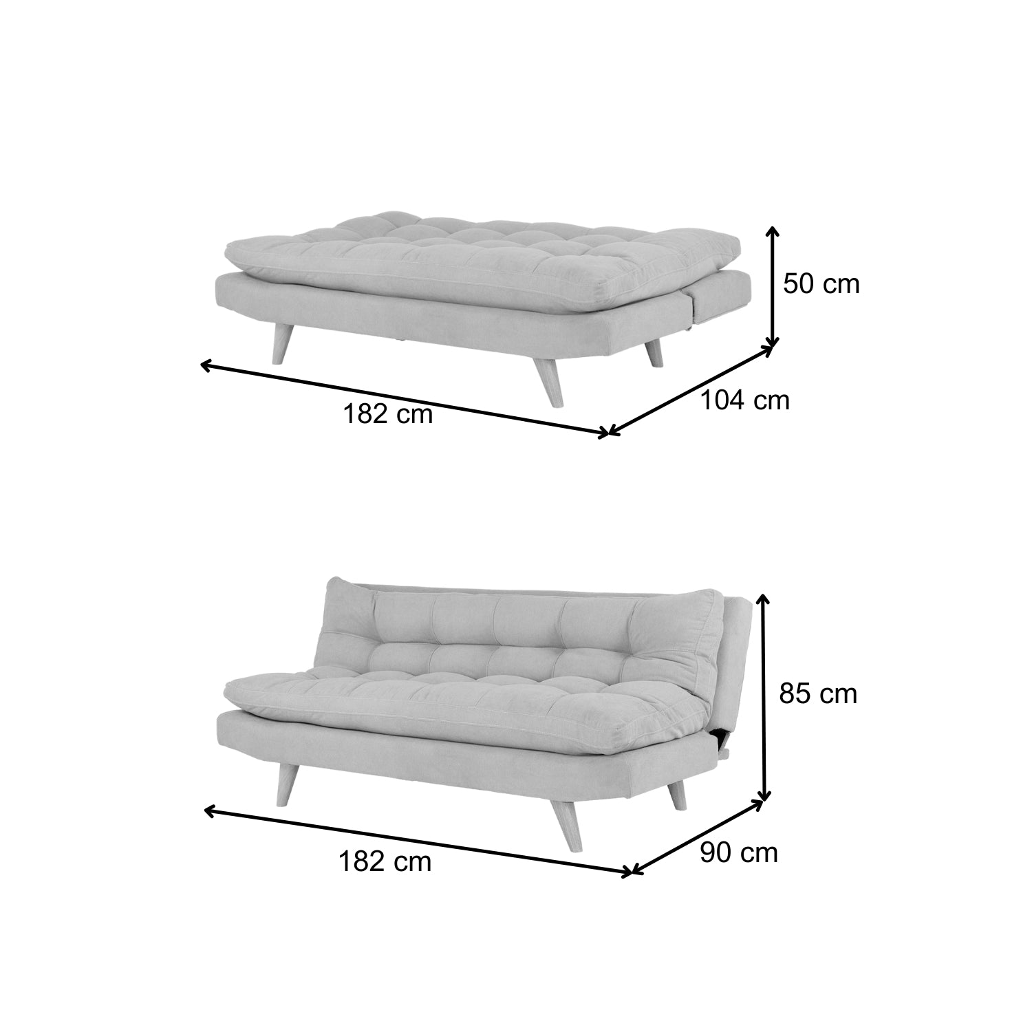 Sofá Cama Nix Microfibra Gris, Natural
