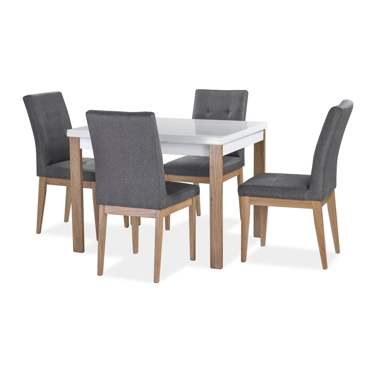 Comedor 4 Puestos Kepler Lino Hampton Gris Humo, Natural Poliuretano*