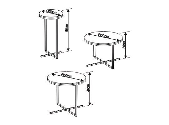 Set X3 Mesa Auxiliar Baru Negro, Bronce