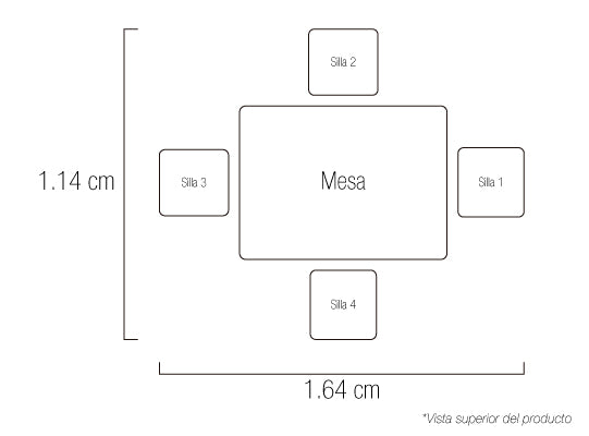 Comedor 4 Puestos Harrison Microfibra Gris, Natural