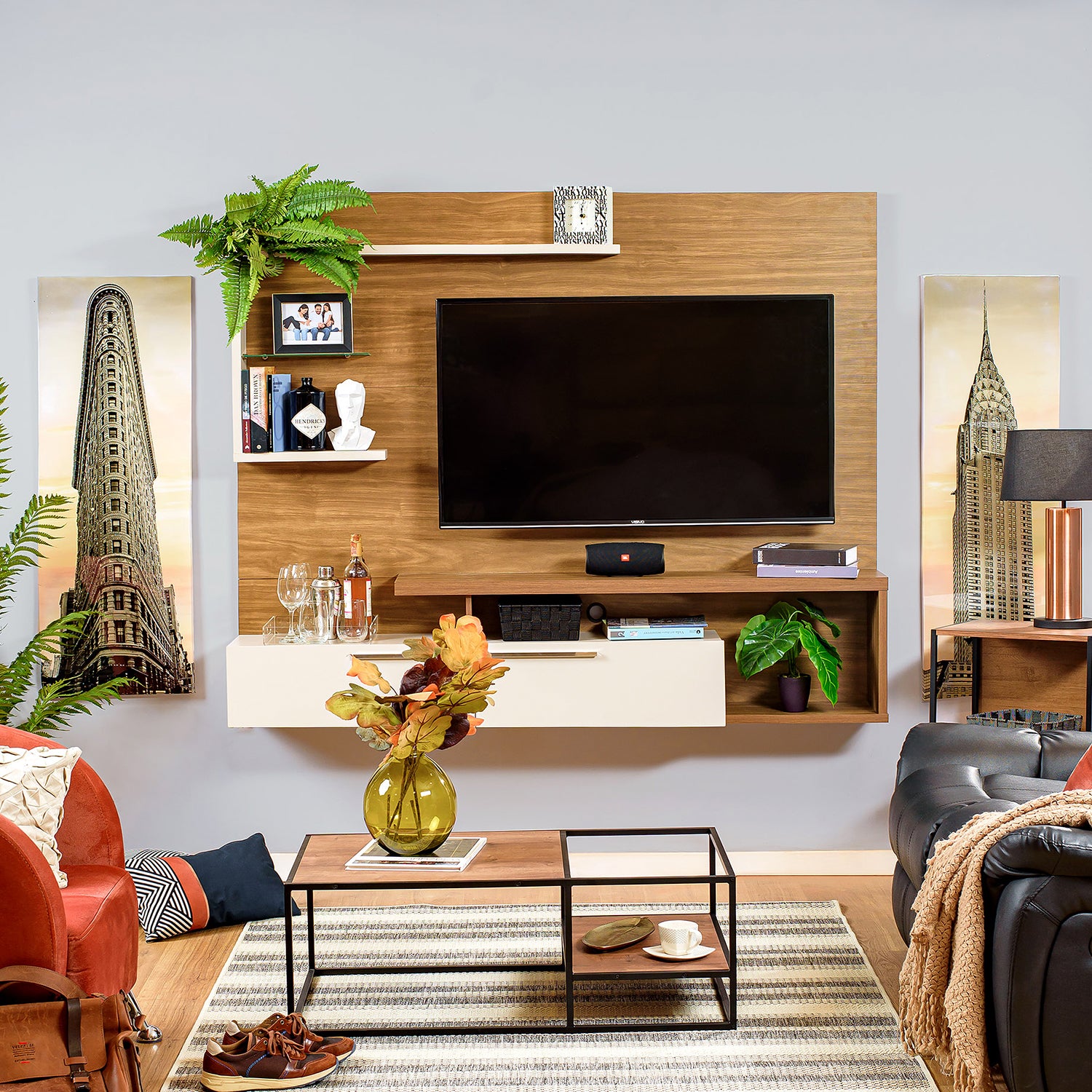Panel de TV Denzel Natural, Beige 182X146X34