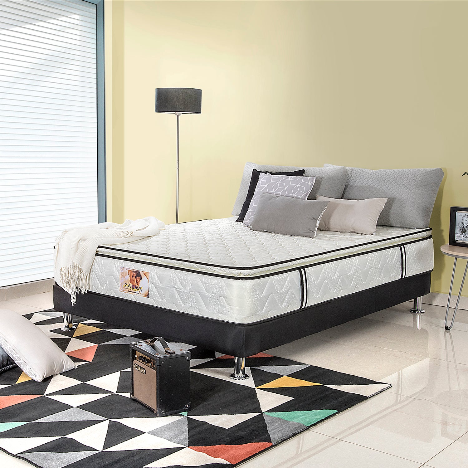 Colchon Doble Axel + Protector Doble + Almohada Zabra (Garantía 5 años)