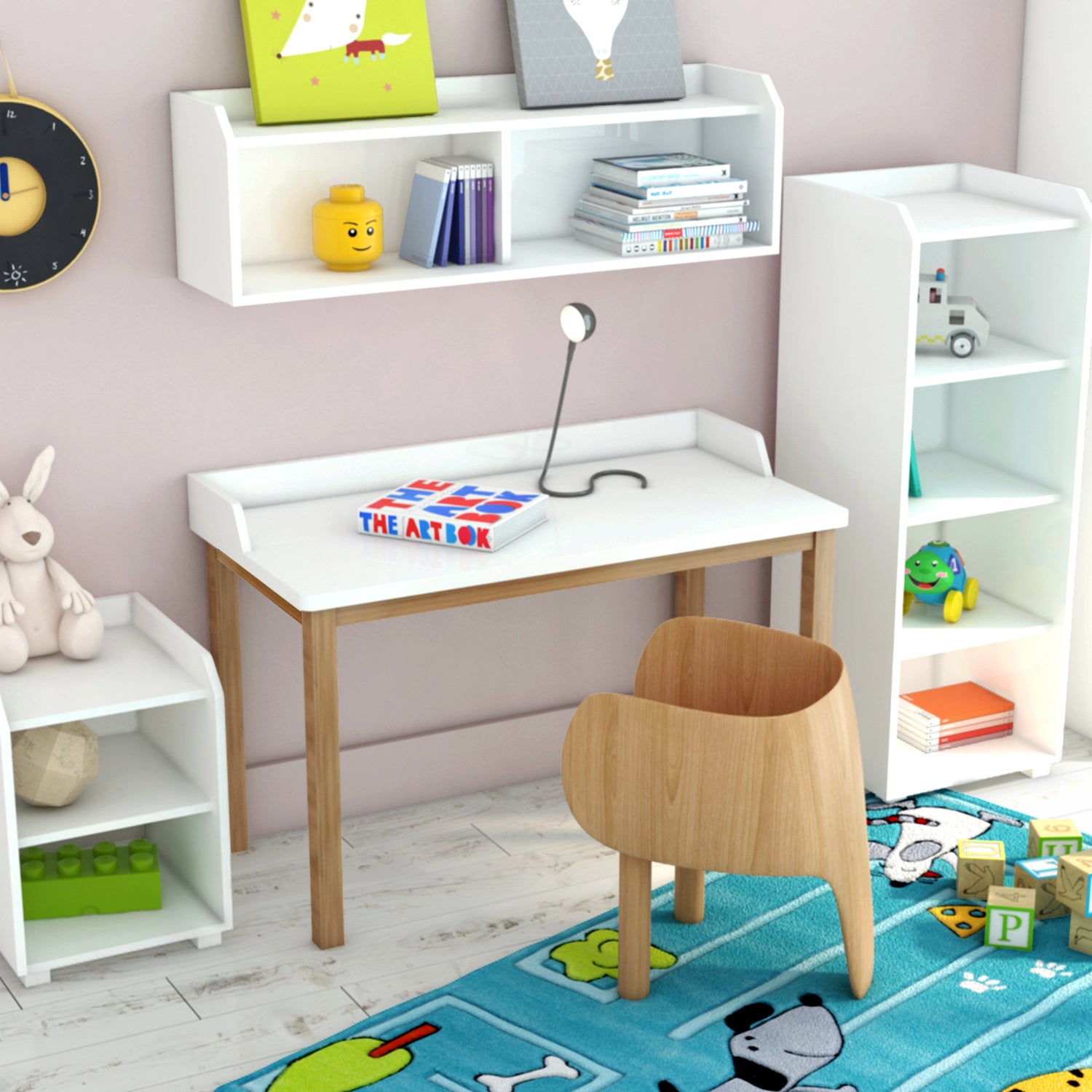 Escritorio Infantil Gino Natural, Blanco